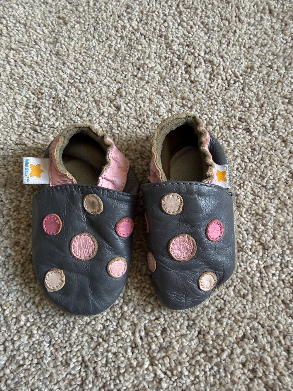 Mini Star Baby Leather Slip-On Polka Dot Walkers Moccasin